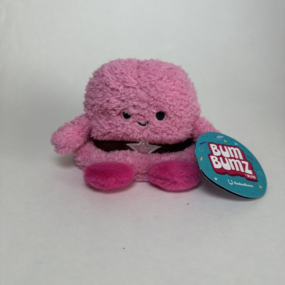 NWT Bum Bumz 4.5" Pink Heather The Cowboy Hat RodeoBumz Stuffed Animal Plush